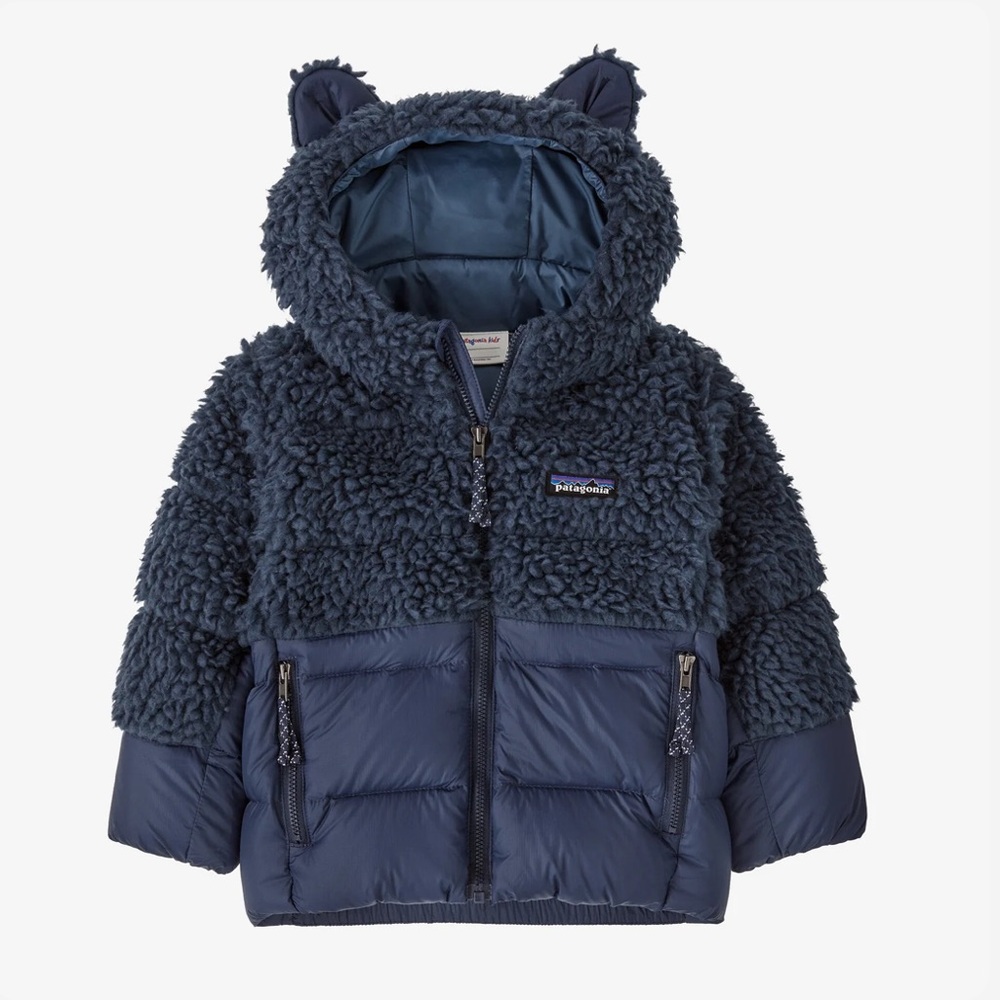 Patagonia navy hi-loft furry friends jacket